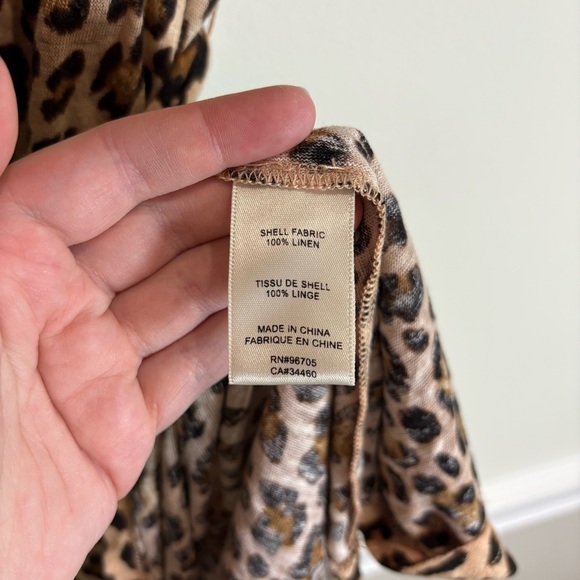 REBECCA TAYLOR  Leopard Linen Jersey T Shirt Dress Size Medium - Picture 11 of 12